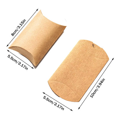 50 Premium Kraft Pillow Boxes with 20M Jute Twine - Perfect for Gifts, Weddings, Parties, Birthdays & Holidays!