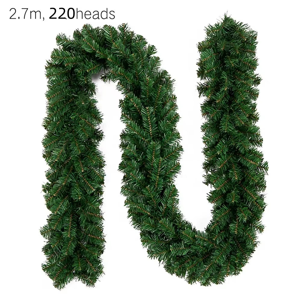 2.7M Festive Artificial Rattan Wreath with Pine Tree - Perfect Christmas Decoration for Kids and Home