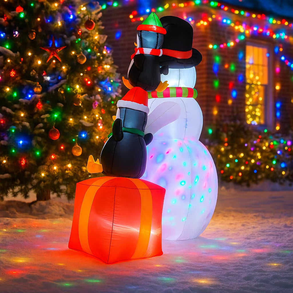 5.9FT Inflatable Snowman Penguins with LED Lights - Perfect Holiday Outdoor Decor for Your Home and Yard Party