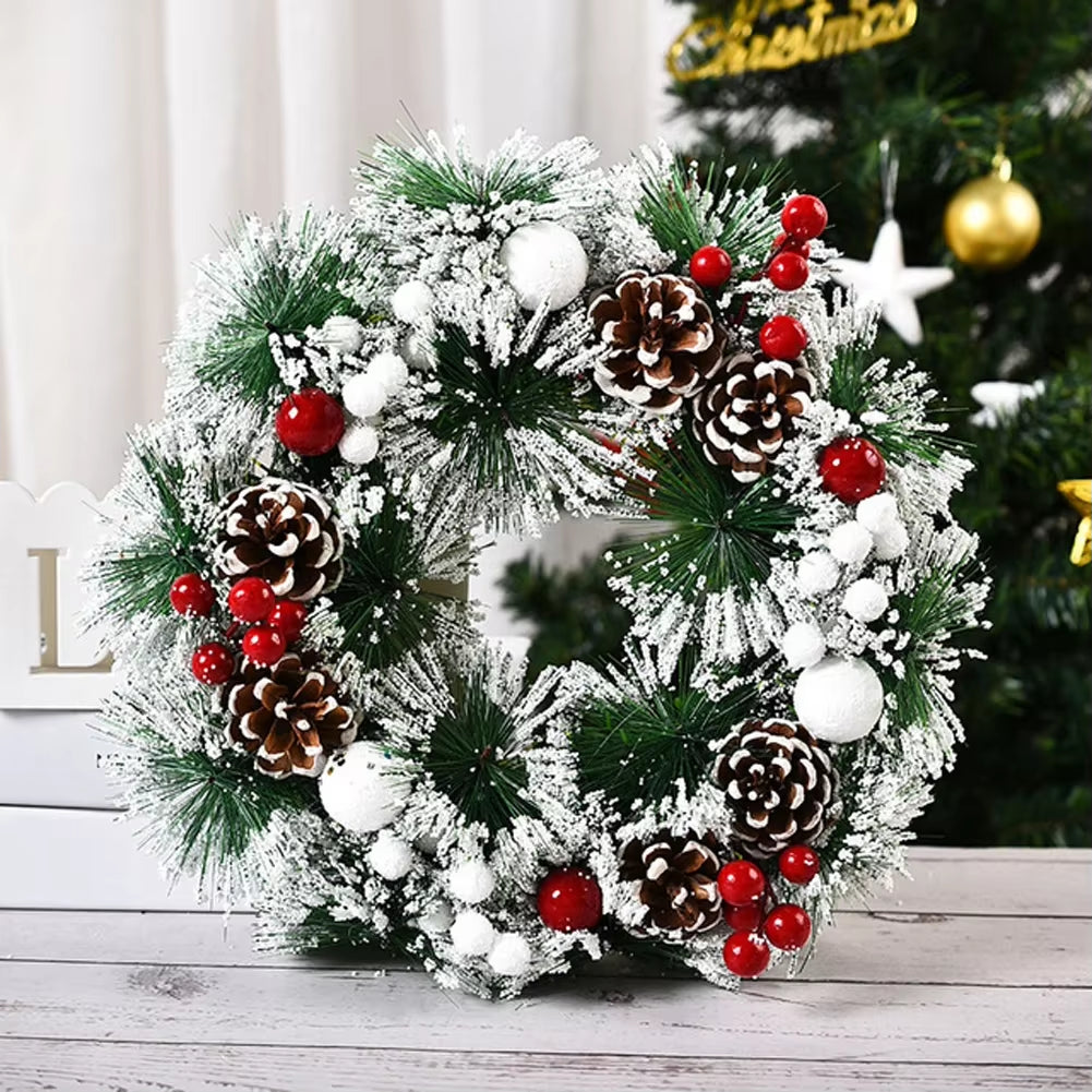 Festive Christmas Wreath for Front Door - Elegant Winter Decor with Flowers and Pine Cones for Holiday Celebrations