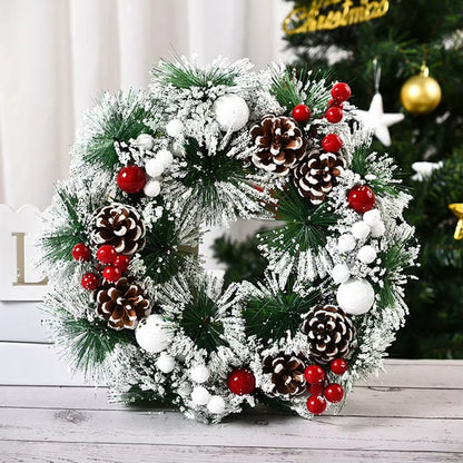 Festive Christmas Wreath for Front Door - Elegant Winter Decor with Flowers and Pine Cones for Holiday Celebrations