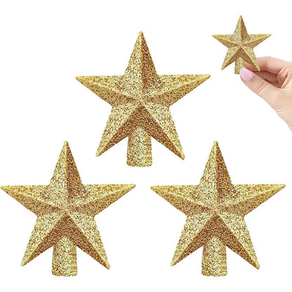 Glittering Star Christmas Tree Ornaments - 3 Pack Festive Decor for a Merry Navidad!