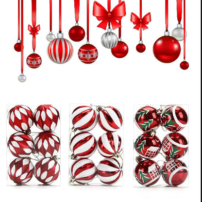 6-Piece 6cm Colorful Plastic Christmas Ball Set - Festive Tree Ornaments for a Joyful Holiday Atmosphere