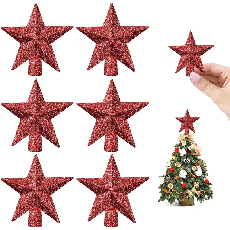 Glittering Star Christmas Tree Ornaments - 3 Pack Festive Decor for a Merry Navidad!