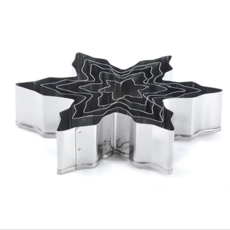 5-Piece Stainless Steel Snowflake Cookie Cutter Set - Perfect for Christmas Baking and Fondant Decorating!