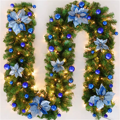 Vibrant 2.7M Christmas Garland Lights - 5 Color Rattan Wreath for Festive Mantels, Fireplaces, Stairs, Walls, and Doors