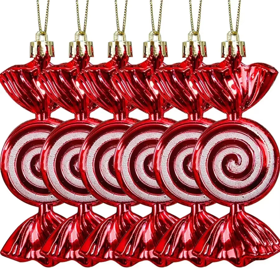 Festive 6-24PCS Christmas Lollipop Candy Cane Ornaments - Perfect for Tree Decorations & Holiday Party Gifts!