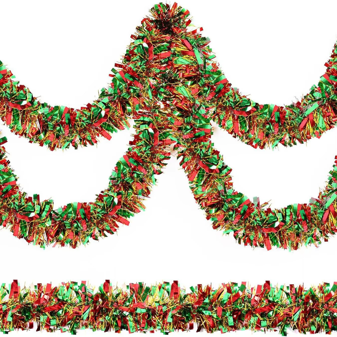 Festive 2M Green Tinsel Ribbon Garland - Perfect for Christmas Tree, Wreaths, and Party Decor!