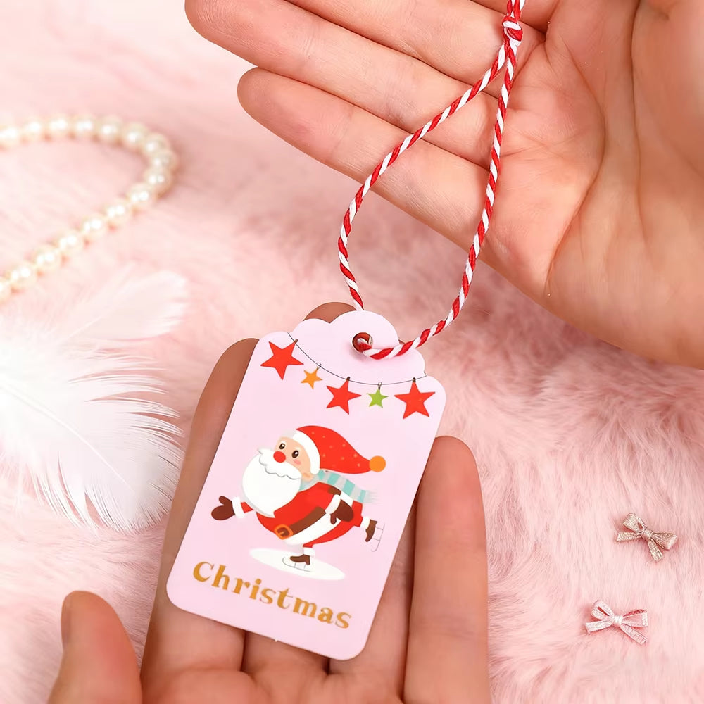 50Pcs Santa Claus Paper Card Christmas Tree Ornaments - Festive Hanging Decorations for Home Decor & DIY Party Supplies