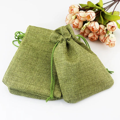 10-Pack Handmade Natural Burlap & Cotton Linen Drawstring Gift Bags - Perfect for Weddings, Christmas, Jewelry & More!