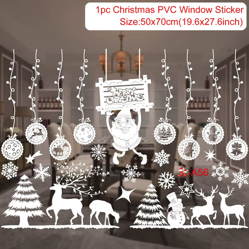 Merry Christmas Window Stickers - Festive Decorations for Home & Kids Room - New Year 2026 Wall Stickers