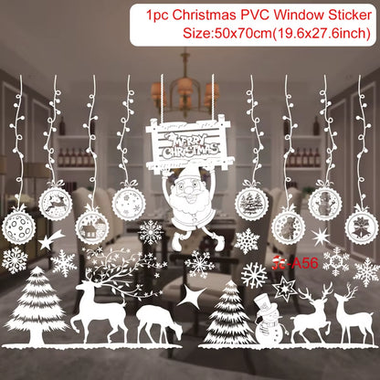 Merry Christmas Window Stickers - Festive Decorations for Home & Kids Room - New Year 2026 Wall Stickers