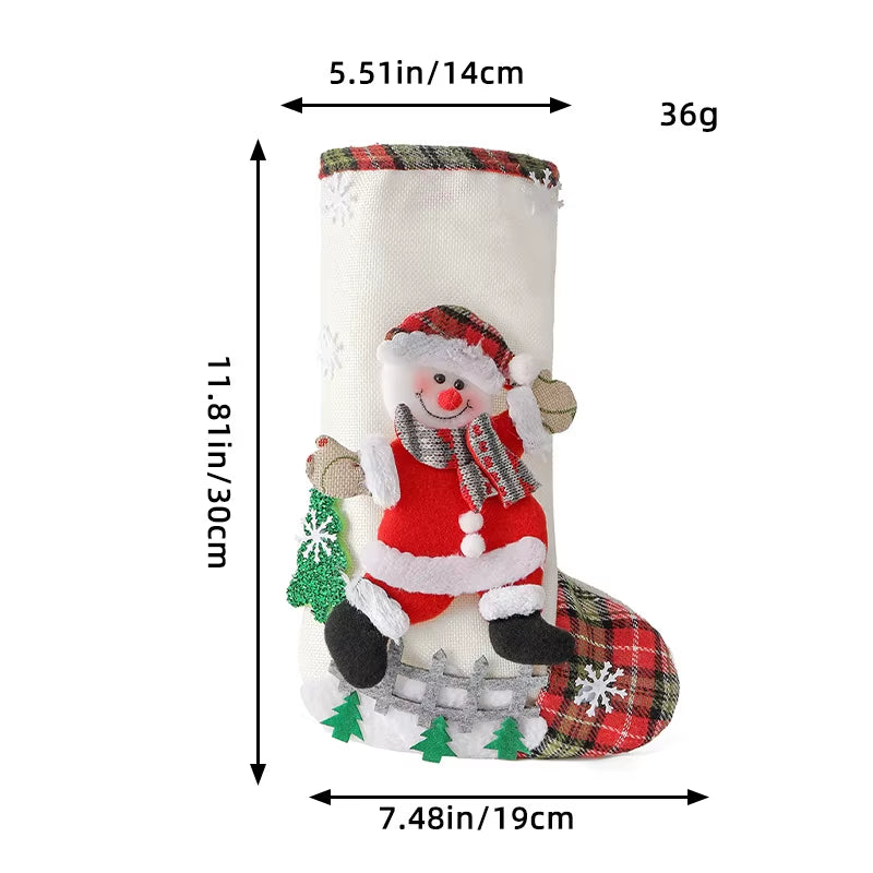 Festive 30CM 3D Santa Claus & Elk Knitted Christmas Stockings - Perfect for Holiday Gift Giving & Decoration!