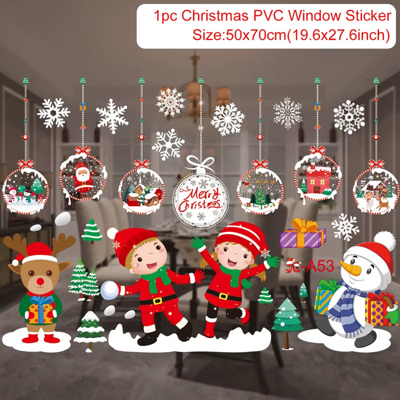 Merry Christmas Window Stickers - Festive Decorations for Home & Kids Room - New Year 2026 Wall Stickers
