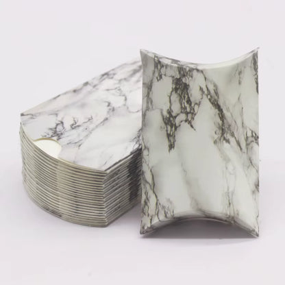 10 Pcs Large DIY Handmade Pillow Boxes with Windows - Elegant White/Leather Gift Packaging for Christmas and Special Occasions