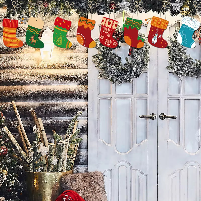 12Pcs Creative Christmas Stocking Hanging Decorations for Festive Party & Tree Scene