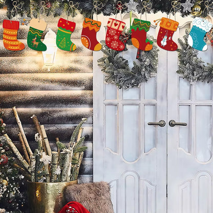 12Pcs Creative Christmas Stocking Hanging Decorations for Festive Party & Tree Scene