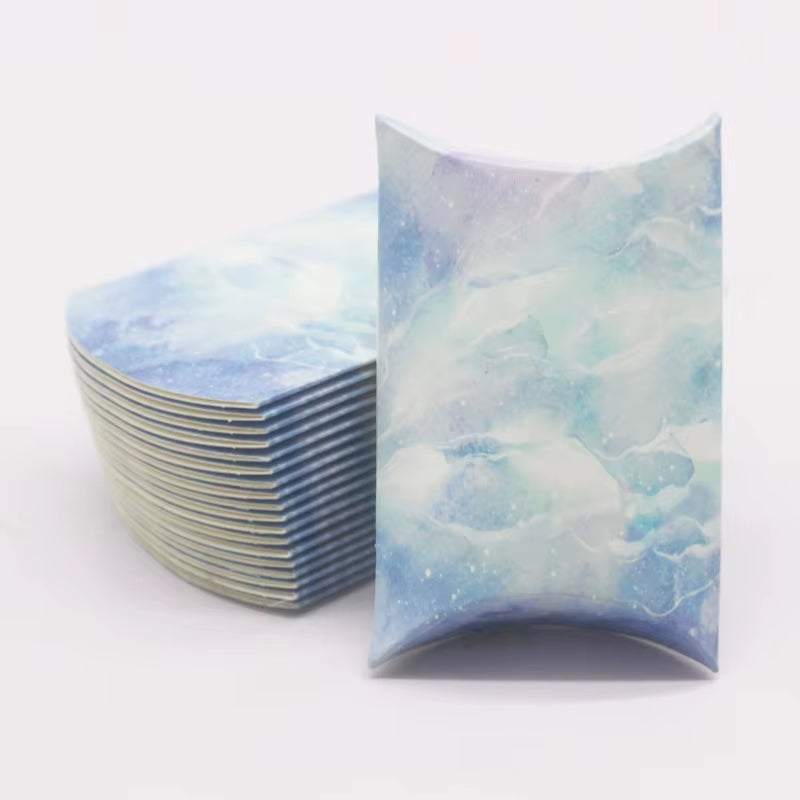 10 Pcs Large DIY Handmade Pillow Boxes with Windows - Elegant White/Leather Gift Packaging for Christmas and Special Occasions