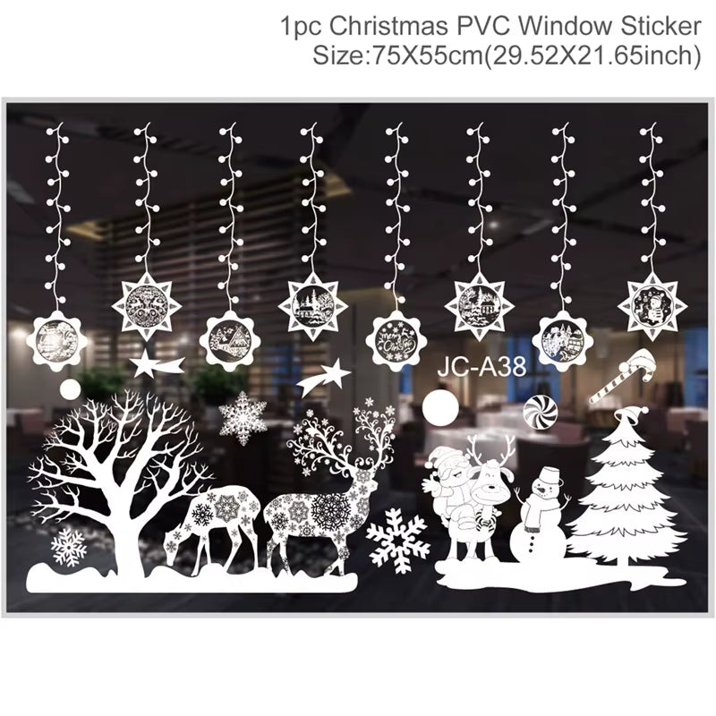 Merry Christmas Window Stickers - Festive Decorations for Home & Kids Room - New Year 2026 Wall Stickers