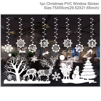 Merry Christmas Window Stickers - Festive Decorations for Home & Kids Room - New Year 2026 Wall Stickers