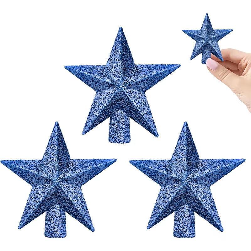 Glittering Star Christmas Tree Ornaments - 3 Pack Festive Decor for a Merry Navidad!