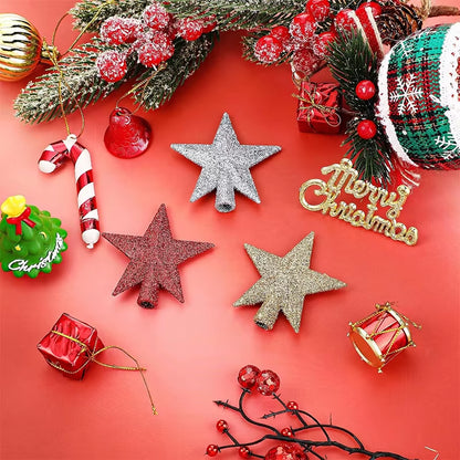 Glittering Star Christmas Tree Ornaments - 3 Pack Festive Decor for a Merry Navidad!