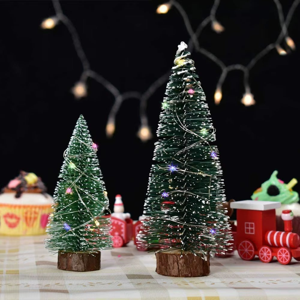 Charming 10-30CM Christmas Pine Tree with Wooden Base - Perfect Holiday Decor for Home, Parties, and New Year Celebrations!