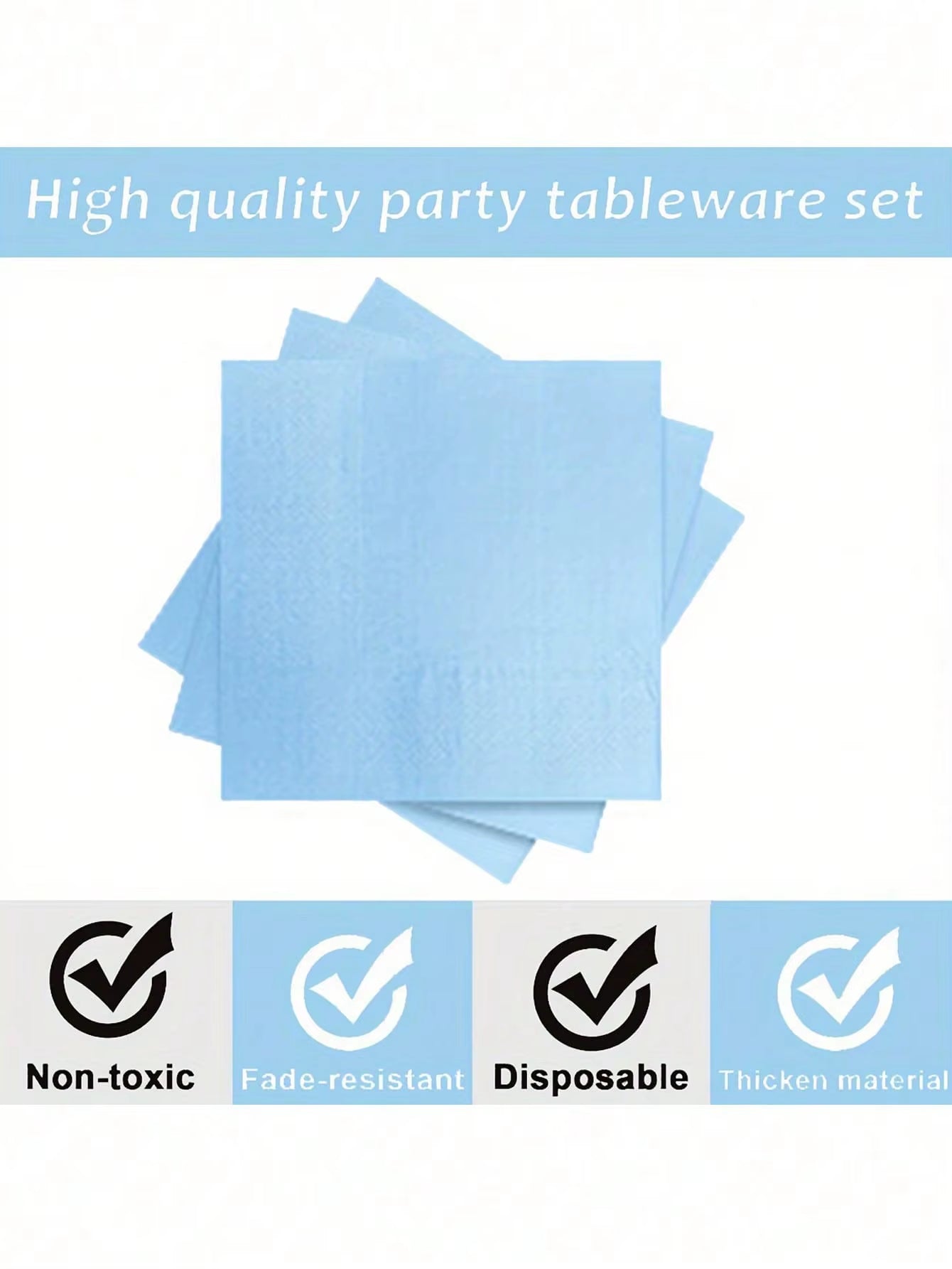 Charming Solid Light Blue Birthday Party Supplies for Super Girls - Disposable Tableware Set with Napkins, Cups, Plates, Tablecloths, and Straws