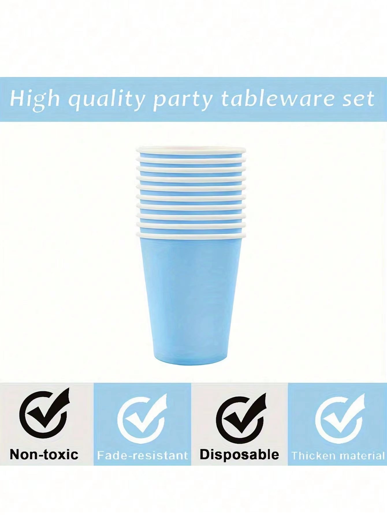 Charming Solid Light Blue Birthday Party Supplies for Super Girls - Disposable Tableware Set with Napkins, Cups, Plates, Tablecloths, and Straws
