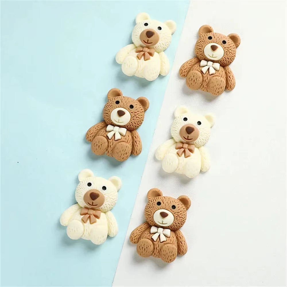 Adorable Cartoon Beige Coffee Bear Resin Cabochons - 10-100 Pcs for Phone Decor, Scrapbooking, DIY Crafts & Hair Bows!