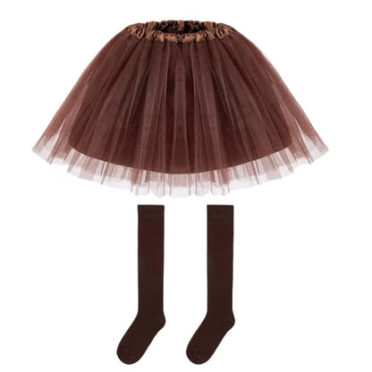 3Pcs Reindeer Costume Adult Tutu Skirt with Reindeer Headband Socks and Skirt,Cosplay Costume Halloween Christmas Dress Outfits