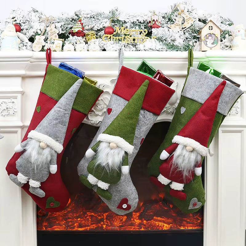 Oversized Christmas Stocking Gift Bag - Large Capacity Nonwoven Holder for Festive Home Decor - Perfect for Navidad 2025 and New Year Celebrations