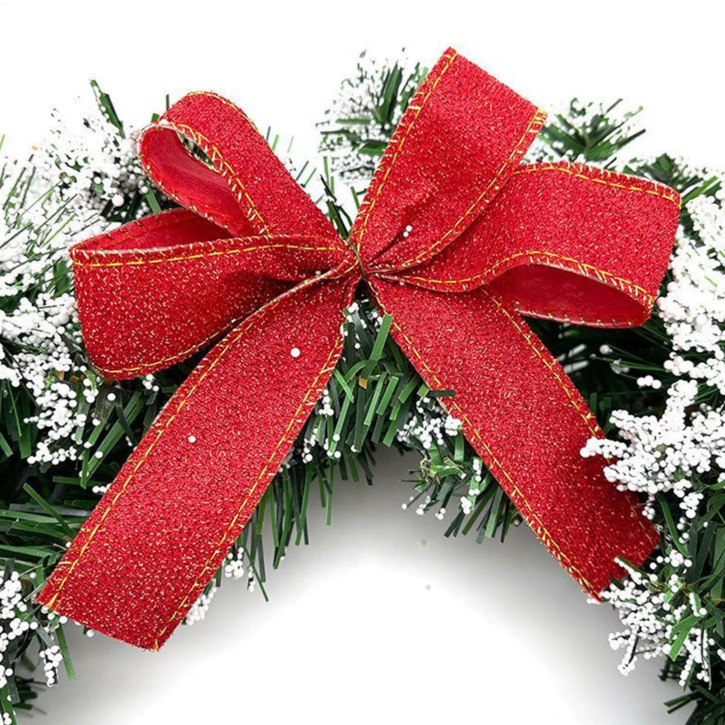Festive 30Cm Christmas Wreath with Berries, Bow, and Bells - Perfect Holiday Decor for Door, Window, and Wall!