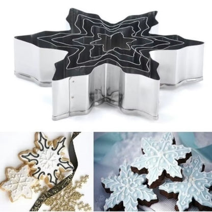 5-Piece Stainless Steel Snowflake Cookie Cutter Set - Perfect for Christmas Baking and Fondant Decorating!