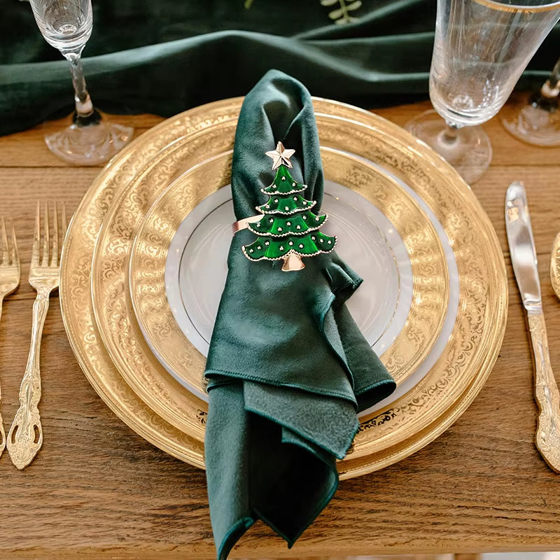 Elegant Christmas Napkin Rings - Set of 1/6 Pcs - Festive Tree Ornaments for Holiday Table Decor & New Year Celebrations
