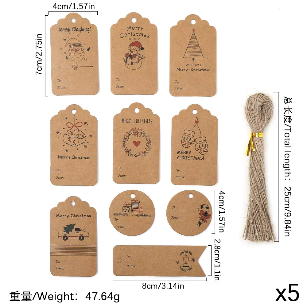 50Pcs Santa Claus Paper Card Christmas Tree Ornaments - Festive Hanging Decorations for Home Decor & DIY Party Supplies