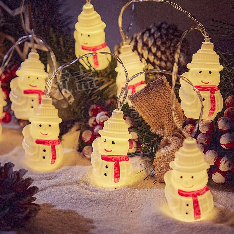 Enchanting LED Christmas Lights - Santa Claus & Snowman Battery-Operated Garland for Festive Decor 613