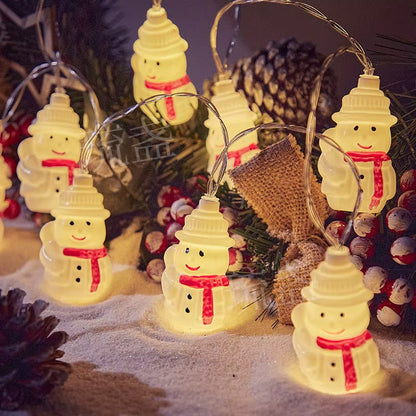 Enchanting LED Christmas Lights - Santa Claus & Snowman Battery-Operated Garland for Festive Decor 613