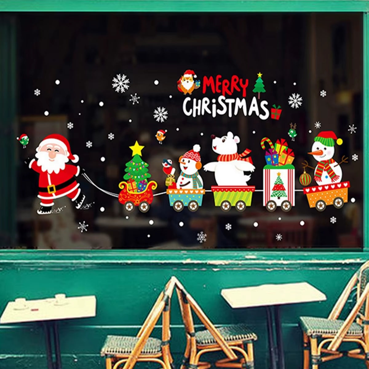 Merry Christmas Window Stickers - Festive Decorations for Home & Kids Room - New Year 2026 Wall Stickers
