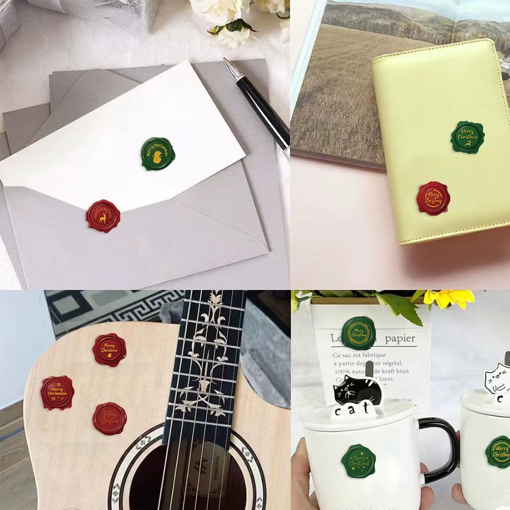 500PCS Festive Christmas Gift Stickers - Self-Adhesive Wax Seal Labels for Holiday Gift Wrapping & Party Decorations