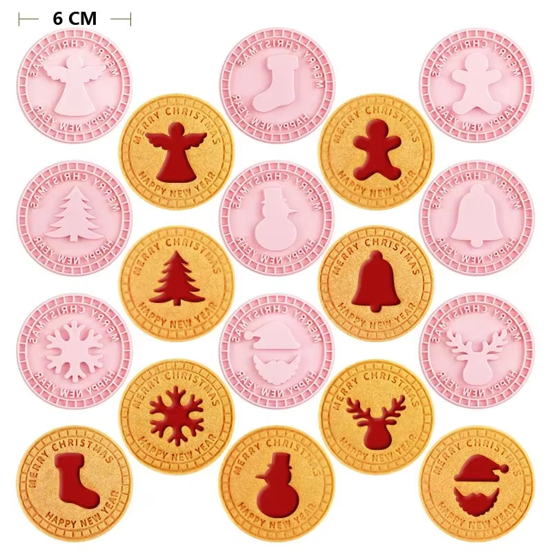9-Piece 3D Christmas Cookie Cutter Set - Festive Santa, Snowman, Tree, and Elk Molds for Holiday Baking Fun!