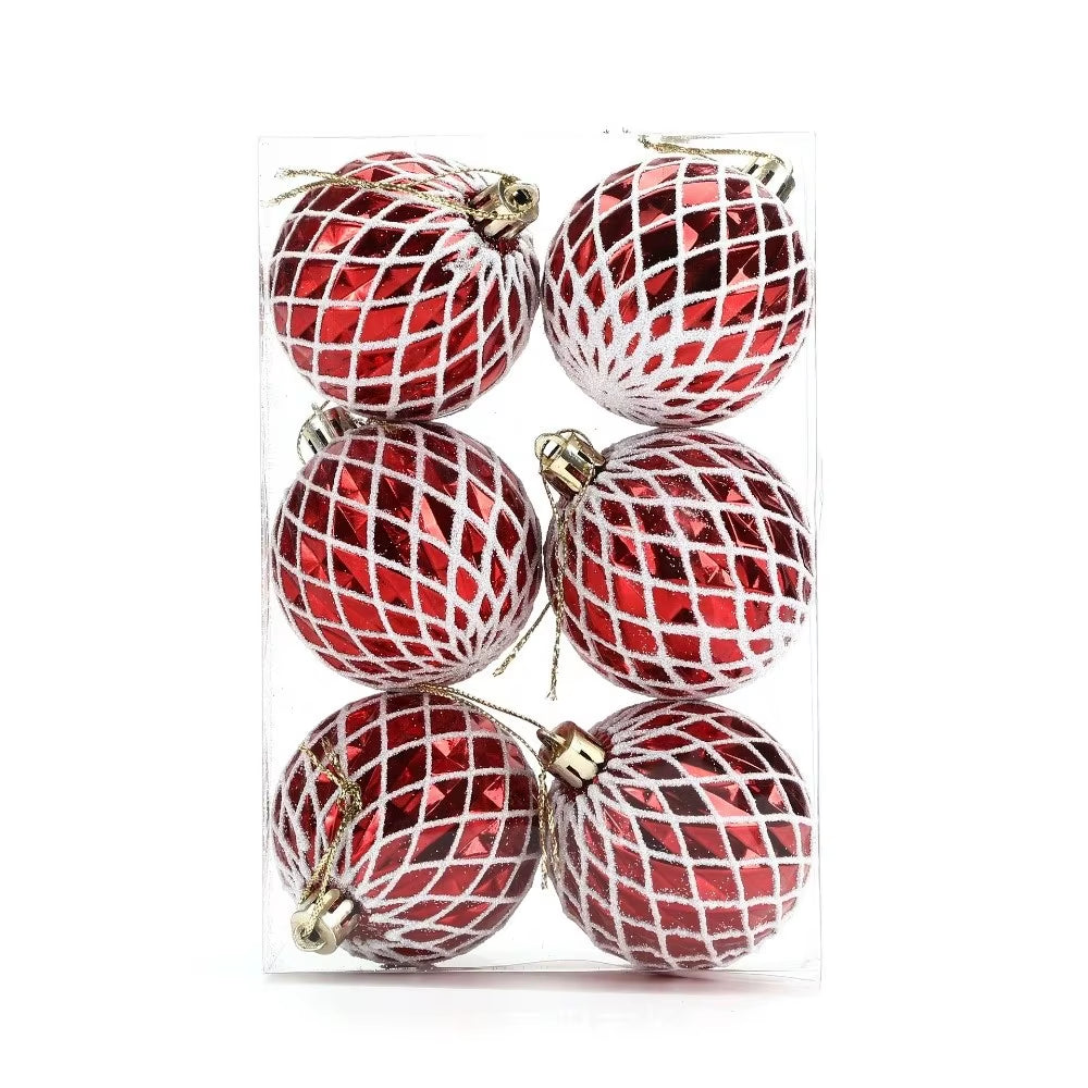 6-Piece 6cm Colorful Plastic Christmas Ball Set - Festive Tree Ornaments for a Joyful Holiday Atmosphere