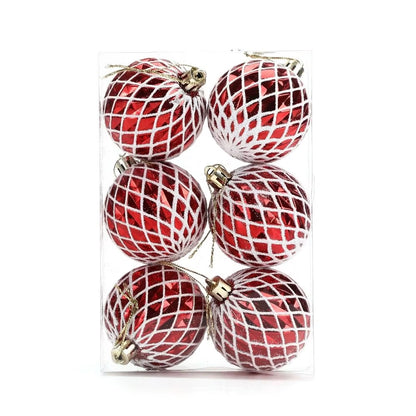 6-Piece 6cm Colorful Plastic Christmas Ball Set - Festive Tree Ornaments for a Joyful Holiday Atmosphere