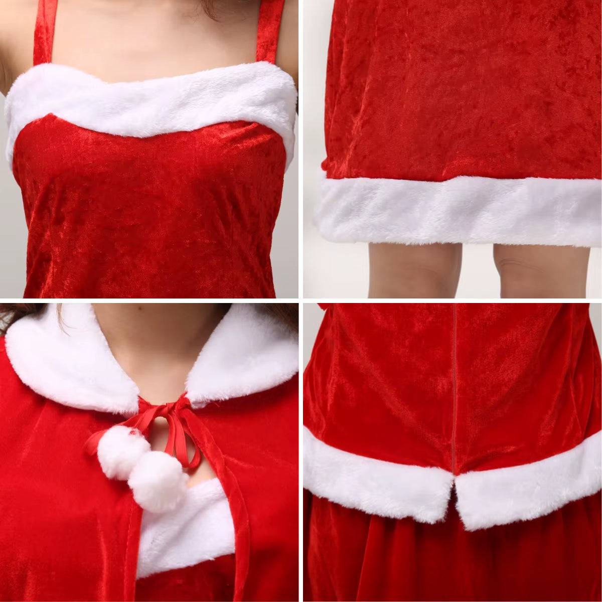 2025 Women's Velvet Christmas Cosplay Costume with Hat - Perfect for Halloween, New Year, and Carnival Parties!