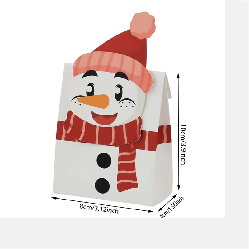 8Pcs Christmas Gift Boxes Kraft Paper/Plastic Candy Cookies Snack Boxes for Xmas New Year Party Biscuit Bag Noel Navidad