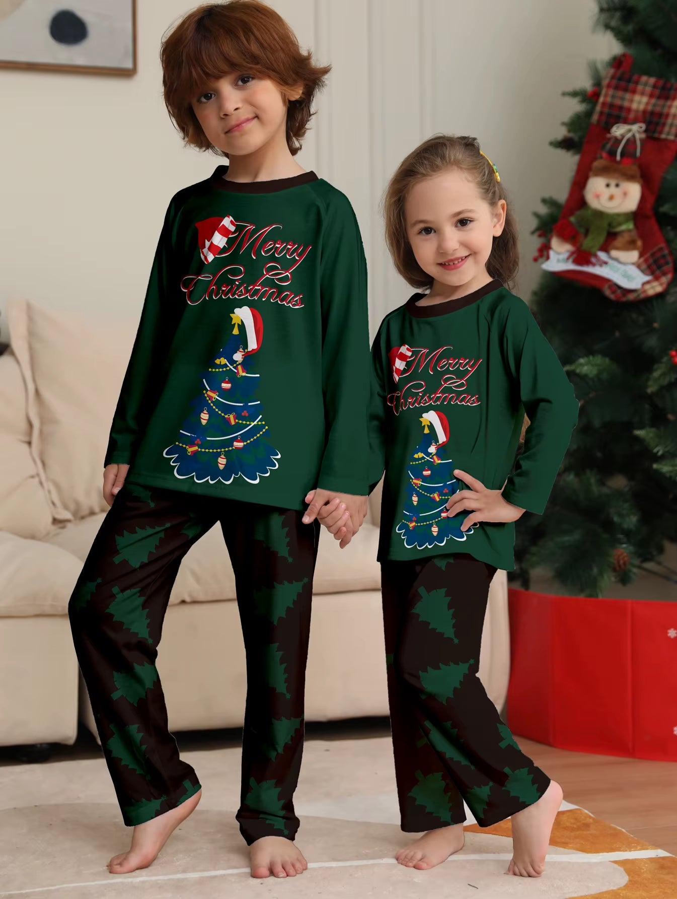 Matching Family Christmas Pajamas Set - Father, Mother, Kids, and Baby Top & Pants for Festive Homewear