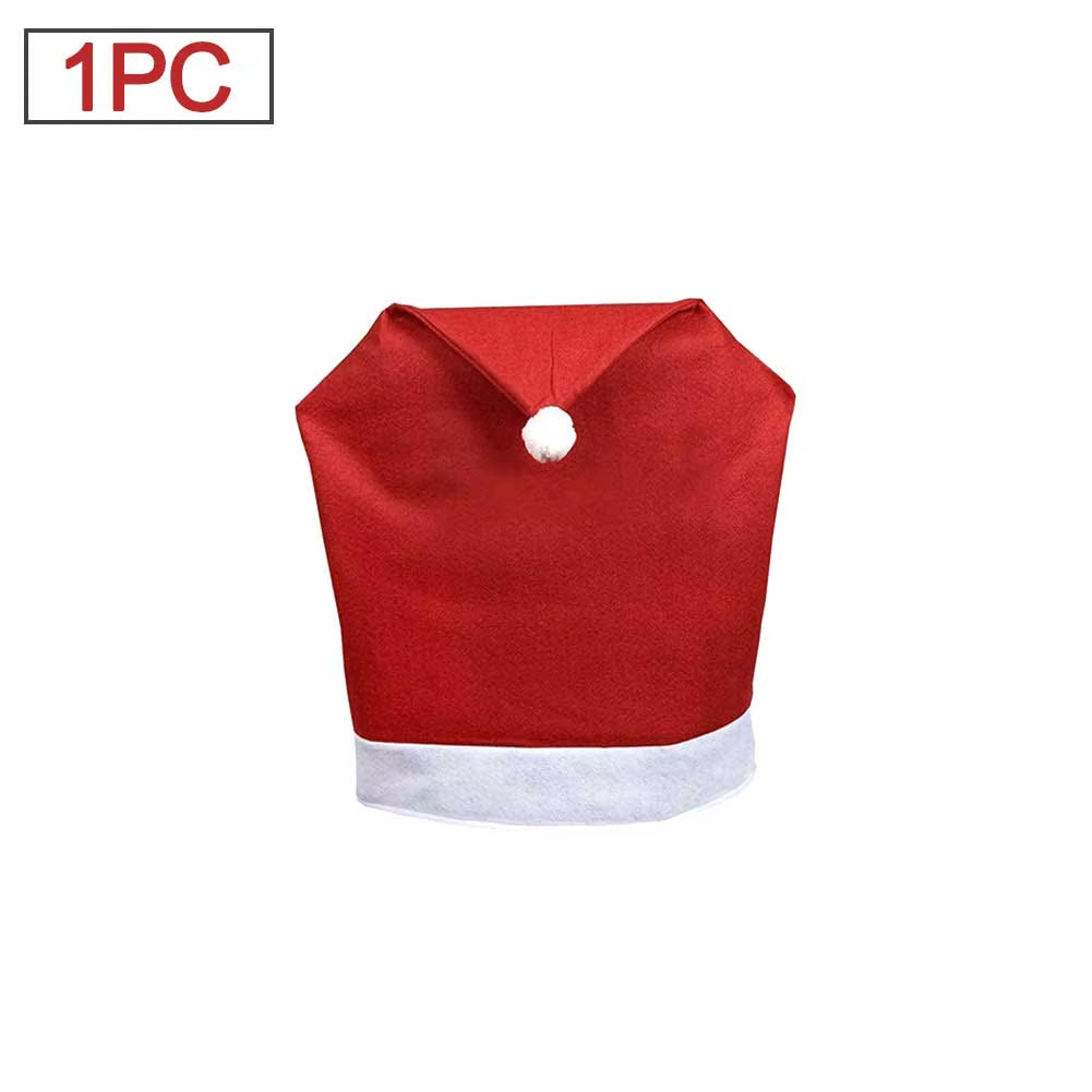 Festive Red Non-Woven Christmas Chair Covers - Perfect for Holiday Dining & Party Decor