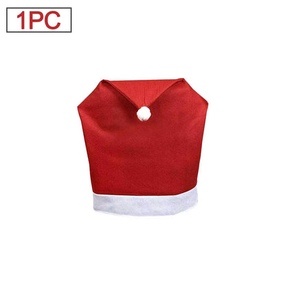 Festive Red Non-Woven Christmas Chair Covers - Perfect for Holiday Dining & Party Decor