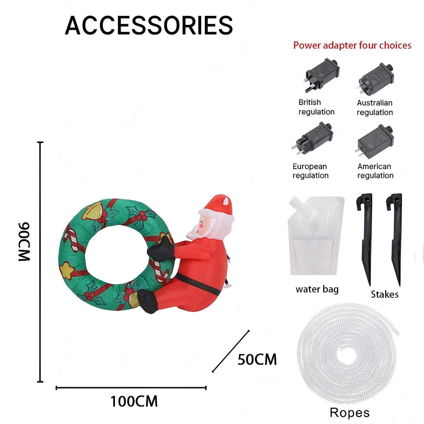 Festive 3.28FT Inflatable Santa Claus Swim Ring with LED Lights - Perfect for Christmas Parties, Home Decor, and Yard Ornaments!