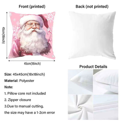 Cheerful Christmas Santa Claus Throw Pillow - Festive Sofa Cushion Cover for Holiday Decor & New Year Gifts